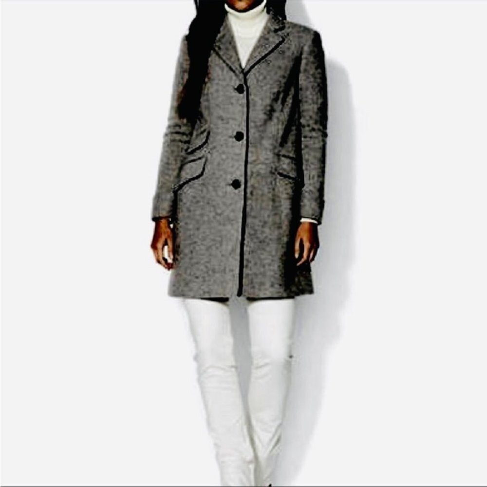 ** 𝅺MASTINA Charcoal Cashmere Blend Wool Flap Pocket Coat Size 36/ XS